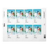 Sneeuwman Gooien Een Sneeuwbal Winter Fun Gift Lab Etiket (Full Sheet)