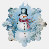 Sneeuwman Goud Vrolijke Kerstmis Groet Ornament Kaart (Voorkant)