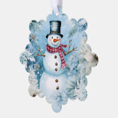 Sneeuwman Goud Vrolijke Kerstmis Groet Ornament Kaart (Links)