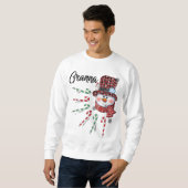 Sneeuwman Granna Candy Cane Red Plaid Kerstmis Trui (Voorkant volledig)