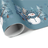 Sneeuwman Grappig Kerstmis Xmas Vakantie Bomen Cadeaupapier (Rol Hoek)