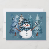 Sneeuwman Grappige Kerstmis Xmas Vakantie Bomen Feestdagenkaart (Voorkant)