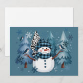 Sneeuwman Grappige Kerstmis Xmas Vakantie Bomen Feestdagenkaart (Voorkant / Achterkant)