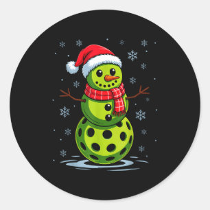 Sneeuwman - grappige pickleball kerst pickle bal ronde sticker