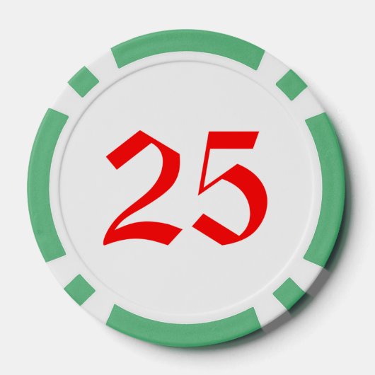 Sneeuwman groen 25 gestreepte pokerchip (Achterkant)