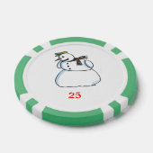 Sneeuwman groen 25 gestreepte pokerchip (Enkel)