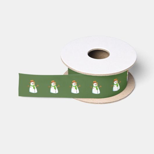 Sneeuwman Groen Satijnen Lint (Spoel)