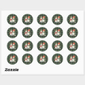 Sneeuwman Groene Kerst retour adreslabels Ronde Sticker (Vel)