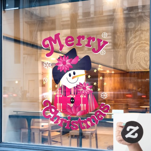 Sneeuwman Groet Decoratieve Venster Cling Raamsticker (Cafe Raam)