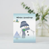 Sneeuwman Groeten Briefkaart (Staand voorkant)