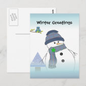 Sneeuwman Groeten Briefkaart (Voorkant / Achterkant)