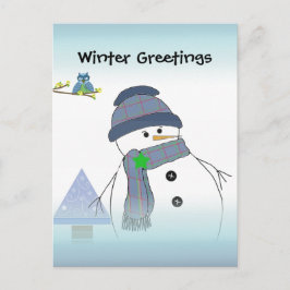 Sneeuwman Groeten Briefkaart