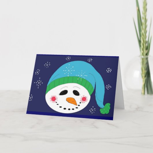 Sneeuwman Groeten Feestdagen Kaart (Voorkant)