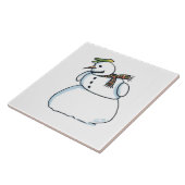 Sneeuwman grote keramische tegel tegeltje (Zijkant)