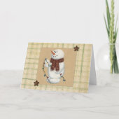 Sneeuwman Grote Print Kerst Kaart (Voorkant)