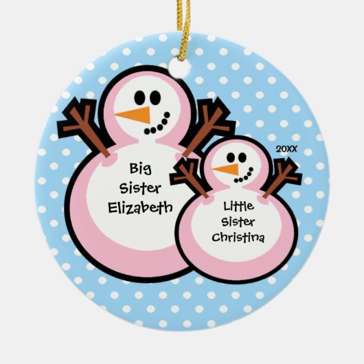 Sneeuwman grote zus Kerst Ornament (Voorkant)