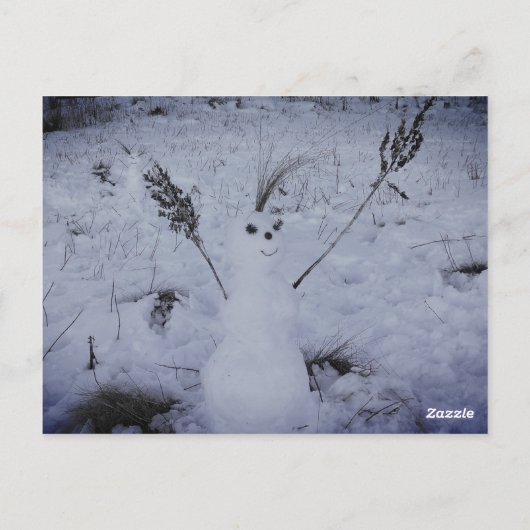 Sneeuwman Happy Face PhotoAnsichtkaart Briefkaart (Achterkant)