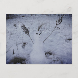 Sneeuwman Happy Face PhotoAnsichtkaart Briefkaart