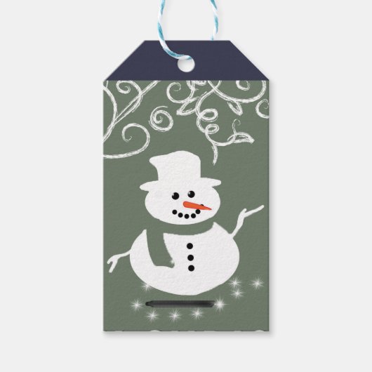 Sneeuwman Happy Holiday Gift Labels Cadeaulabel (Voorkant)