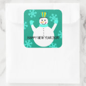 Sneeuwman Happy New Year Square Stickers (Tas)