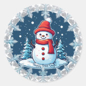  sneeuwman "Happy Snow Days" Sticker (Voorkant)