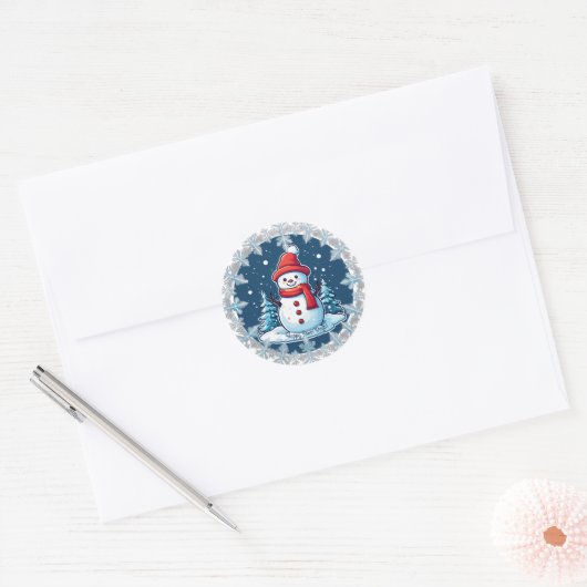  sneeuwman "Happy Snow Days" Sticker (Envelop)