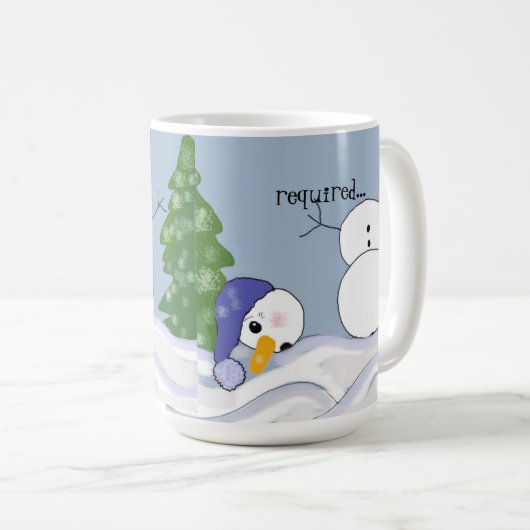 Sneeuwman heeft wat hulp nodig Grappig Koffiemok (Voorkant rechts)