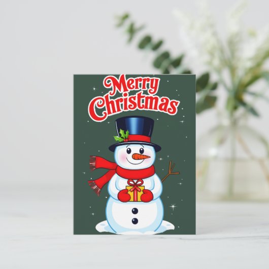 Sneeuwman (heilige hoed) briefkaart (Staand voorkant)