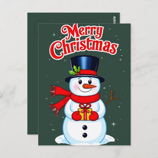 Sneeuwman (heilige hoed) briefkaart (Voorkant / Achterkant)