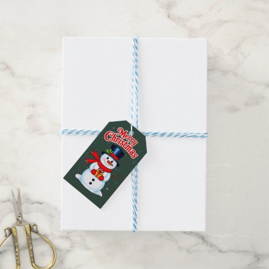 Sneeuwman (heilige hoed) cadeaulabel (Met Touw)