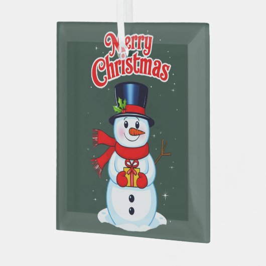 Sneeuwman (heilige hoed) glas ornament (Voorkant links)