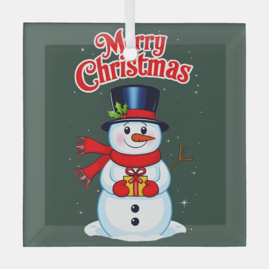 Sneeuwman (heilige hoed) glas ornament (Voorkant)