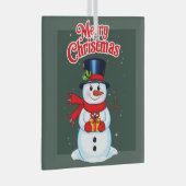 Sneeuwman (heilige hoed) glas ornament (Voorkant Rechts)