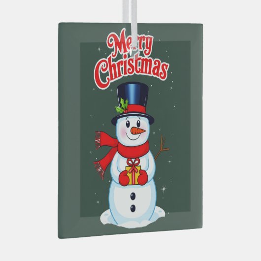 Sneeuwman (heilige hoed) glas ornament (Voorkant Rechts)