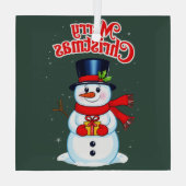 Sneeuwman (heilige hoed) glas ornament (Achterkant)