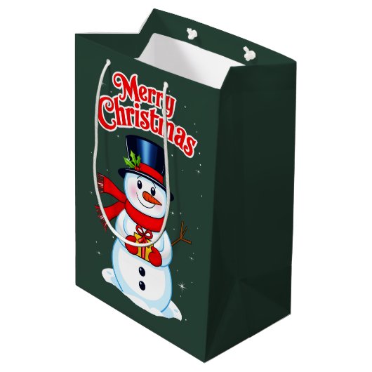 Sneeuwman (heilige hoed) medium cadeauzakje (Achterkant Gekanteld)