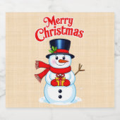 Sneeuwman (heilige hoed) sparkling wijnetiket (Enkel label)