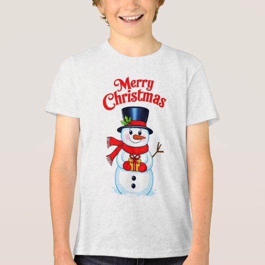 Sneeuwman (heilige hoed) Tri-Blend shirt (Voorkant)