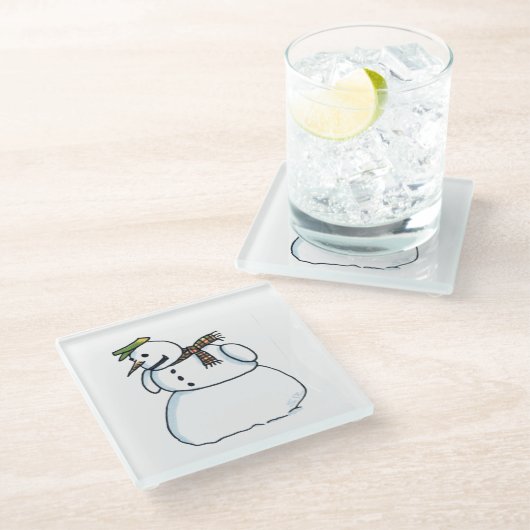 Sneeuwman helder onderzetter glazen onderzetter (Schuin)