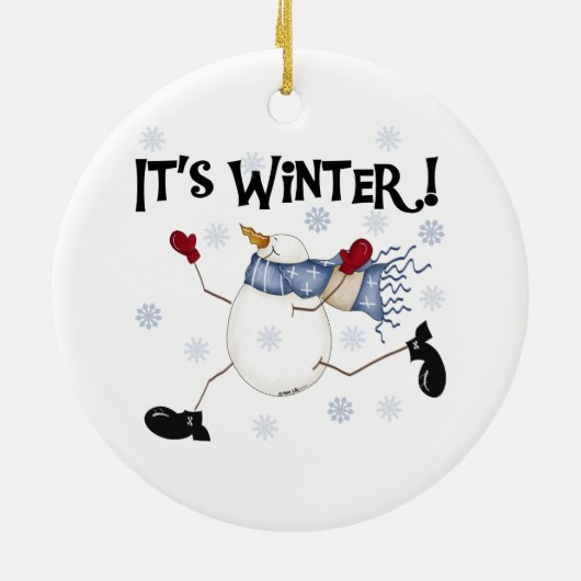 Sneeuwman Het is Winter Ornament (Achterkant)