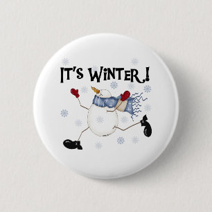 Sneeuwman Het is Winter Ronde Button 5,7 Cm