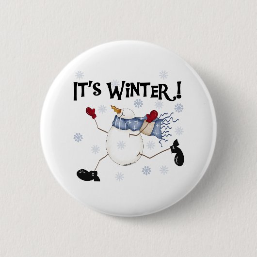 Sneeuwman Het is Winter Ronde Button 5,7 Cm (Voorkant)