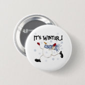 Sneeuwman Het is Winter Ronde Button 5,7 Cm (Voorkant /achterkant)