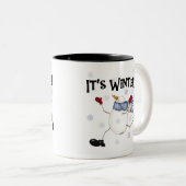 Sneeuwman Het is Winter Tweekleurige Koffiemok (Voorkant rechts)