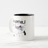 Sneeuwman Het is Winter Tweekleurige Koffiemok (Voorkant links)