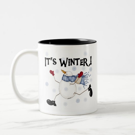 Sneeuwman Het is Winter Tweekleurige Koffiemok (Links)