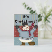 Sneeuwman, het zijn kerst Wenskaarten Feestdagenkaart (Staand voorkant)