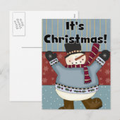 Sneeuwman, het zijn kerst Wenskaarten Feestdagenkaart (Voorkant / Achterkant)