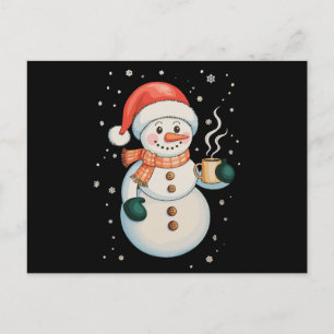 Sneeuwman Hete Koffie Kerstman Hoed Winter Kerstmi Feestdagenkaart