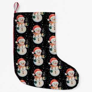 Sneeuwman Hete Koffie Kerstman Hoed Winter Kerstmi Kleine Kerstsok
